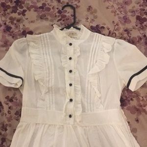 Vintage style nautical theme white summer dress